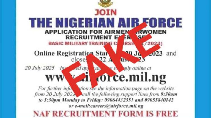 Nigerian Air Force Recruitment Announcement