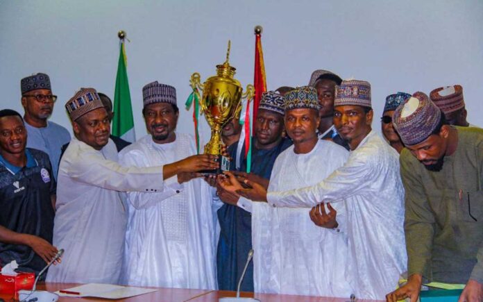 Senator Barau With Barau Fc Players Celebrating