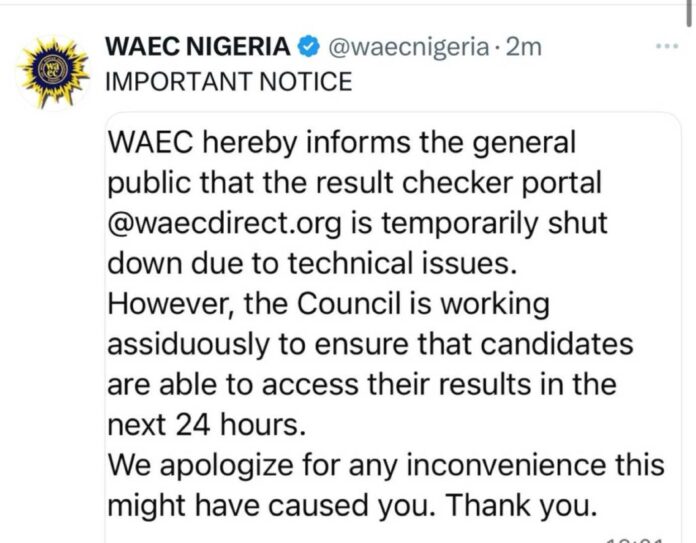 Waec Result Checker Shutdown News