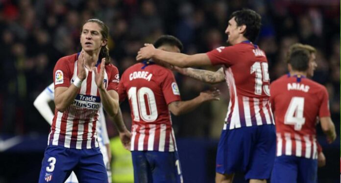 Atlético De Madrid Players Celebrating Goal