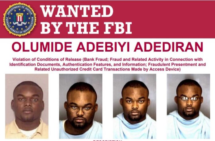 Fbi Wanted Poster Olumide Adebiyi Adediran Fraud