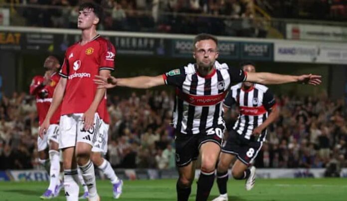 Grimsby Town Players Celebrating Goal