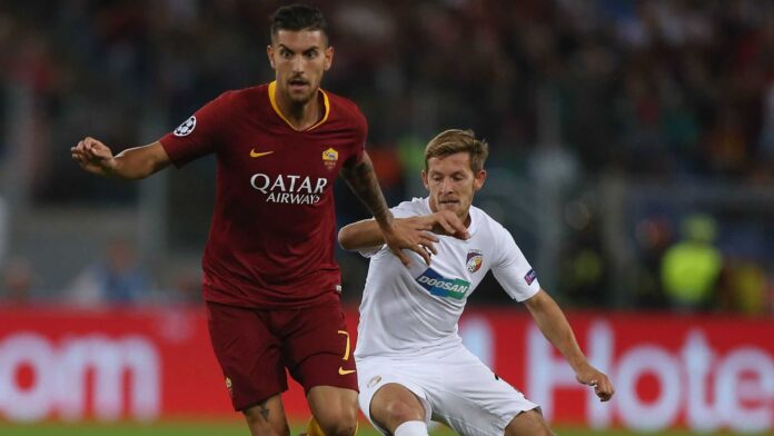 Lorenzo Pellegrini Celebrating Goal With Roma