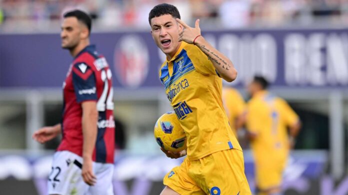 Matías Soulé Celebrating Goal In Serie A Match