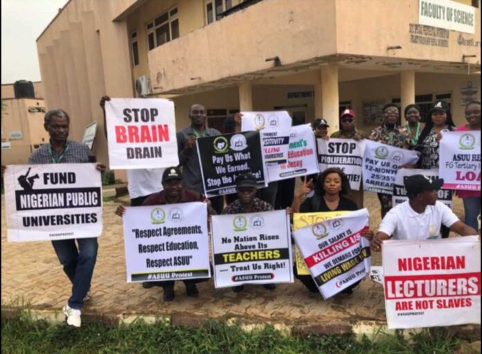 Nigerian University Lecturers Protesting
