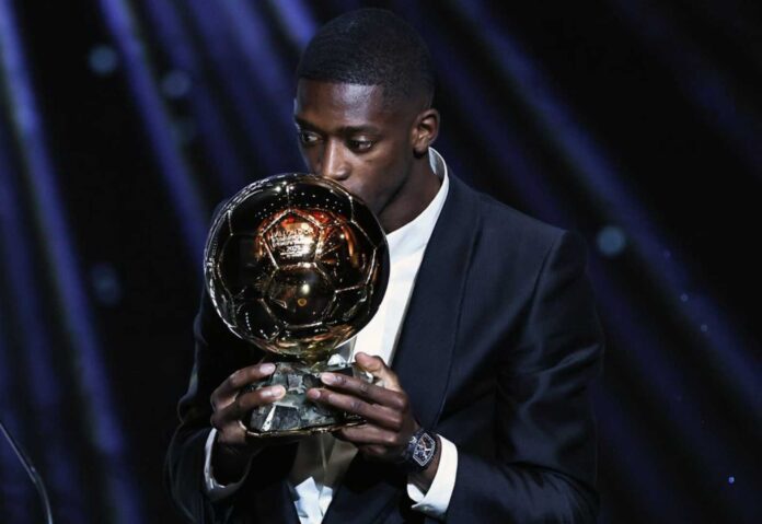 Ousmane Dembélé Celebrating Ballon D'or Win