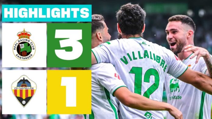 Racing Santander Players Celebrating A Goal