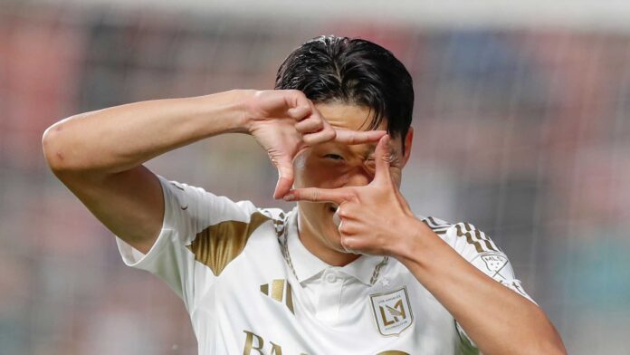 Son Heung Min And Denis Bouanga Celebrating Goals