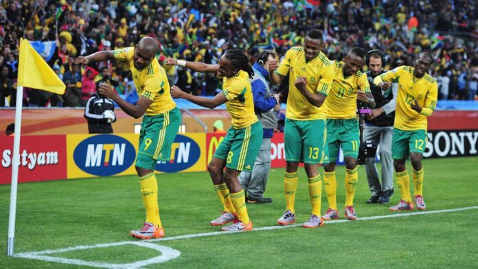 South Africa Football Team Celebrating Goal