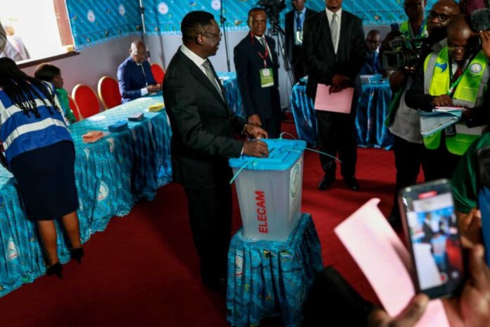 Paul Biya Voting In Cameroon Election