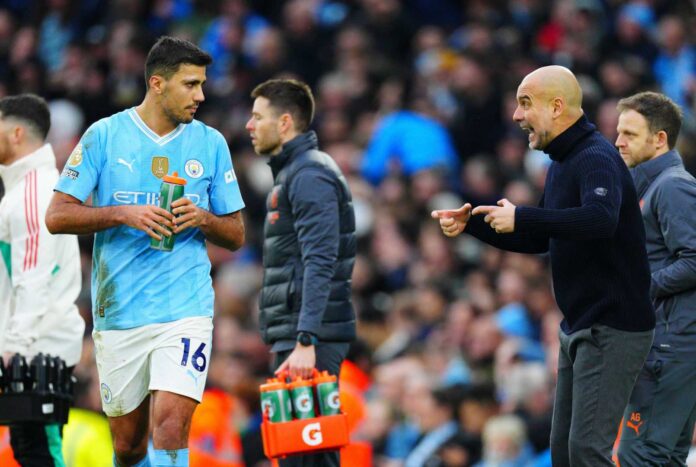 Pep Guardiola Discussing Rodri's Injury Status