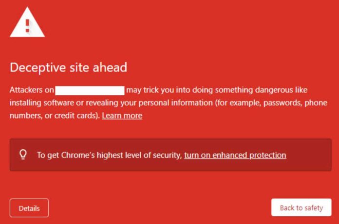 Website Security Warning Page