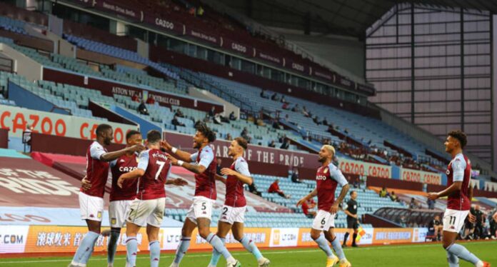 Aston Villa Football Team At Stadium