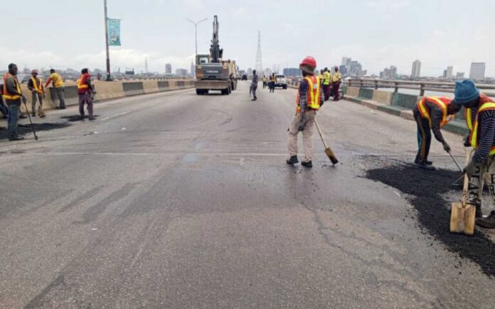 Lagos Road Construction Workers Repairing Roads