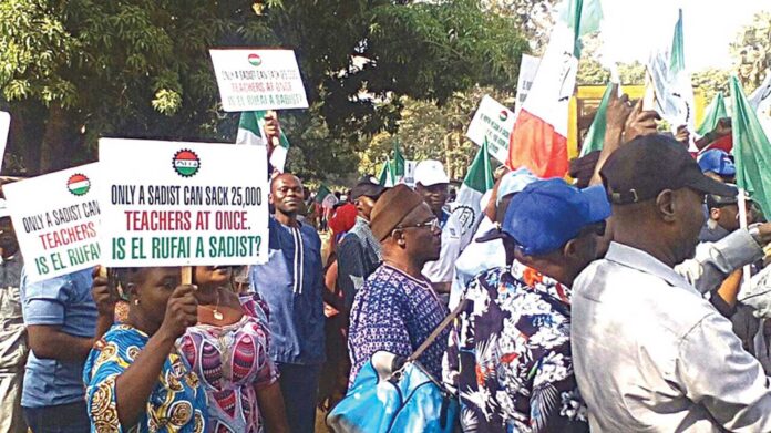 Nigerian Civil Servants Protesting Wage Arrears