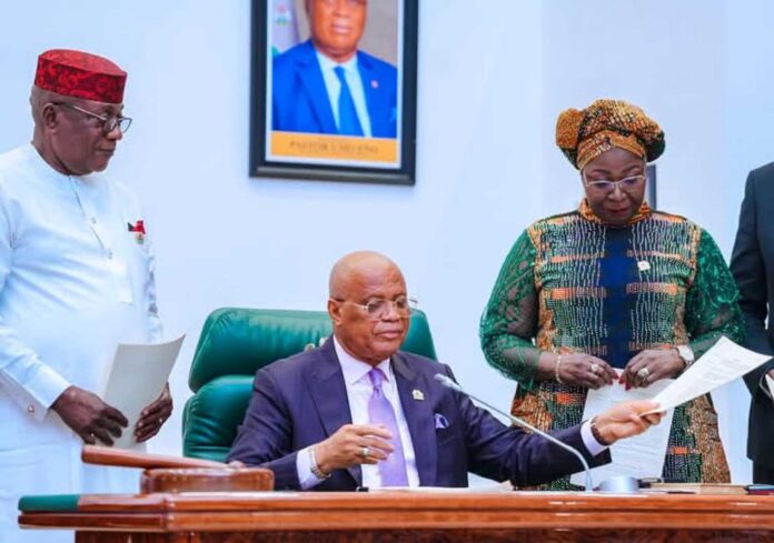 Akwa Ibom Governor Umo Eno Signing Budget