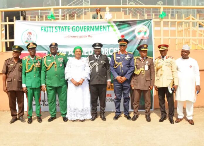 Ekiti State Governor Biodun Oyebanji With Soldiers