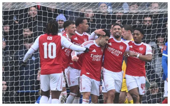 Gabriel Martinelli Scoring Against Portsmouth
