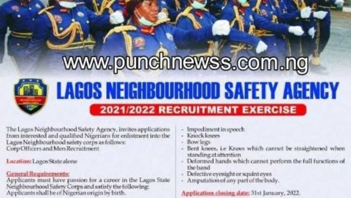 Lagos Neighbourhood Safety Corps Recruitment