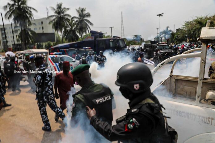 Lagos Protest Tear Gas Police