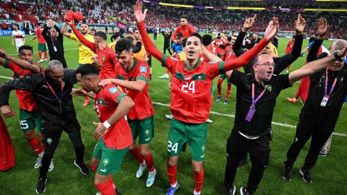 Morocco Football Team Celebrating Goal