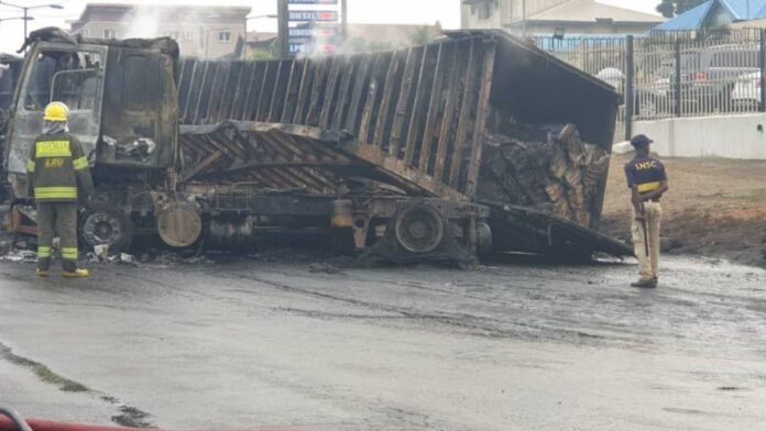 Ojota Bridge Container Truck Fire