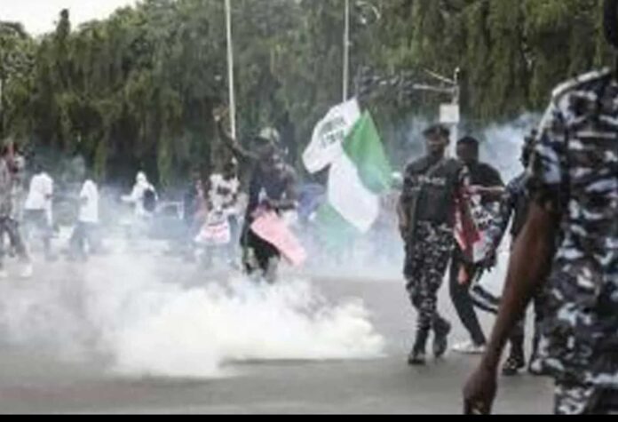 Omoyele Sowore Protesting Against Tear Gas