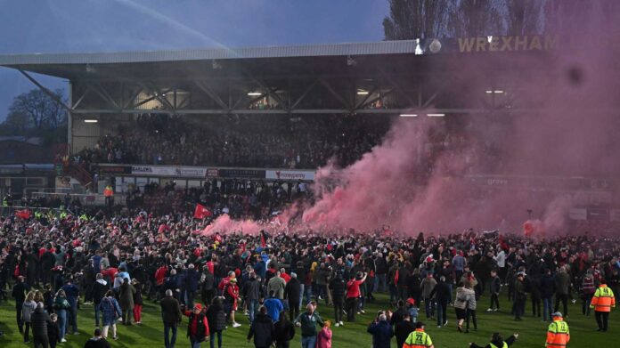 Wrexham Football Team Celebrating Win