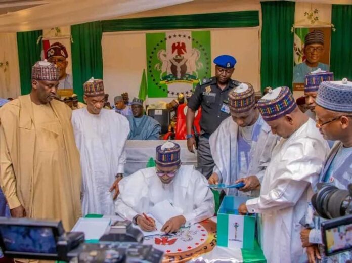 Yobe State Governor Mai Mala Buni Signing Budget