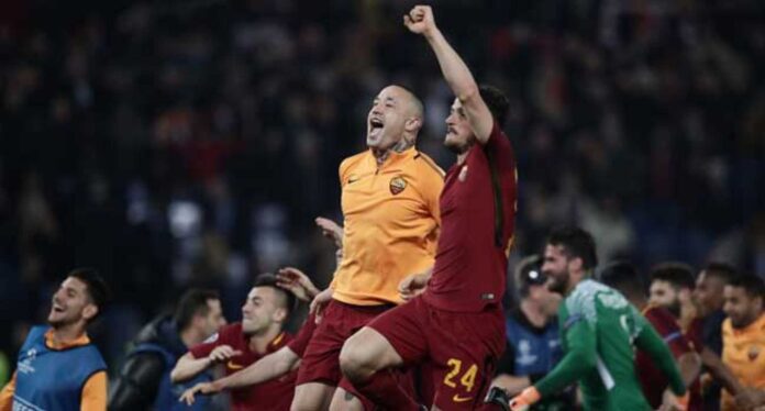 As Roma Players Celebrating Goals