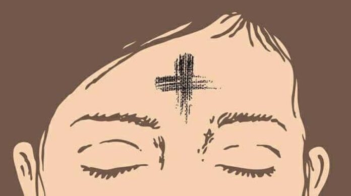 Ash Wednesday Cross On Forehead