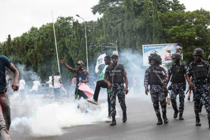 Nigerian Police Tear Gas Protest