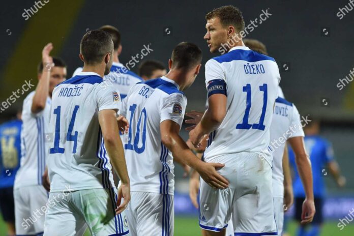 Edin Dzeko Celebrating Bosnia Goal Against Wales