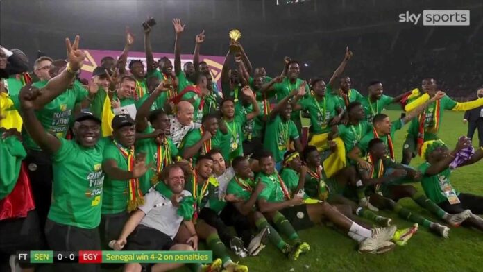 Senegal Football Team Celebrating Afcon Trophy