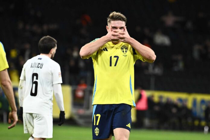 Viktor Gyokeres Celebrates Sweden World Cup Qualification