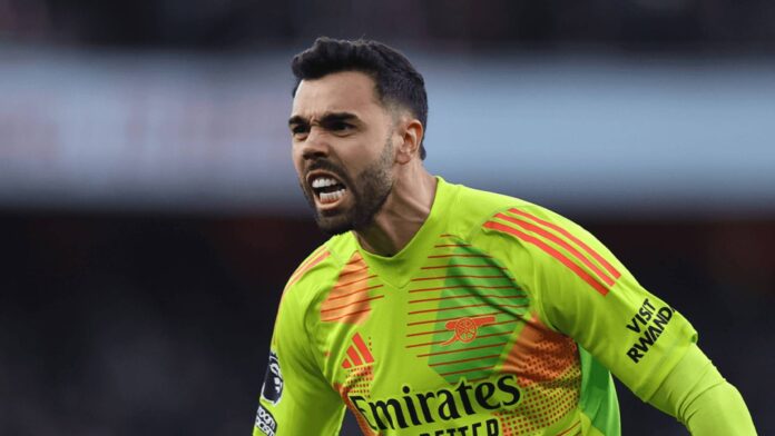 Arsenal Goalkeeper David Raya Celebrating Clean Sheet