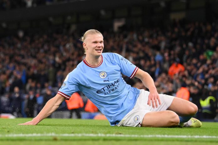 Erling Haaland Celebrating Manchester City Goal