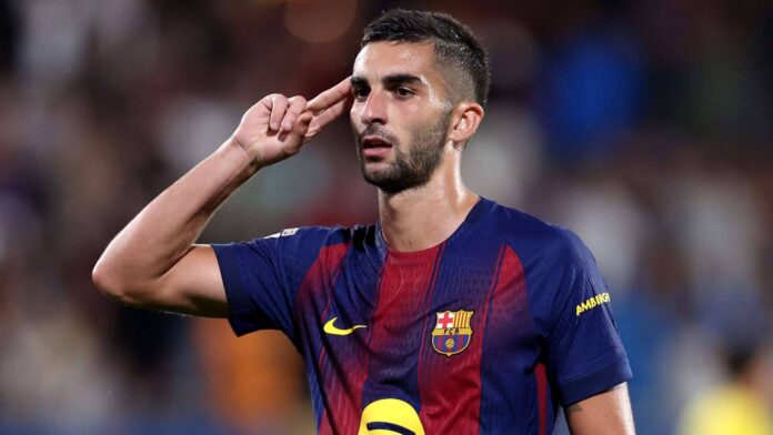 Ferran Torres Celebrating Goal For Barcelona