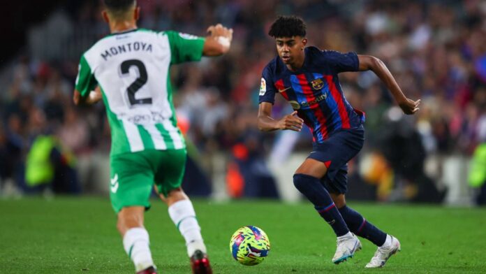 Lamine Yamal Barcelona Football Player Dribbling