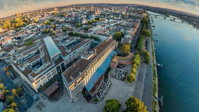 Mainz City Skyline With Housing Construction